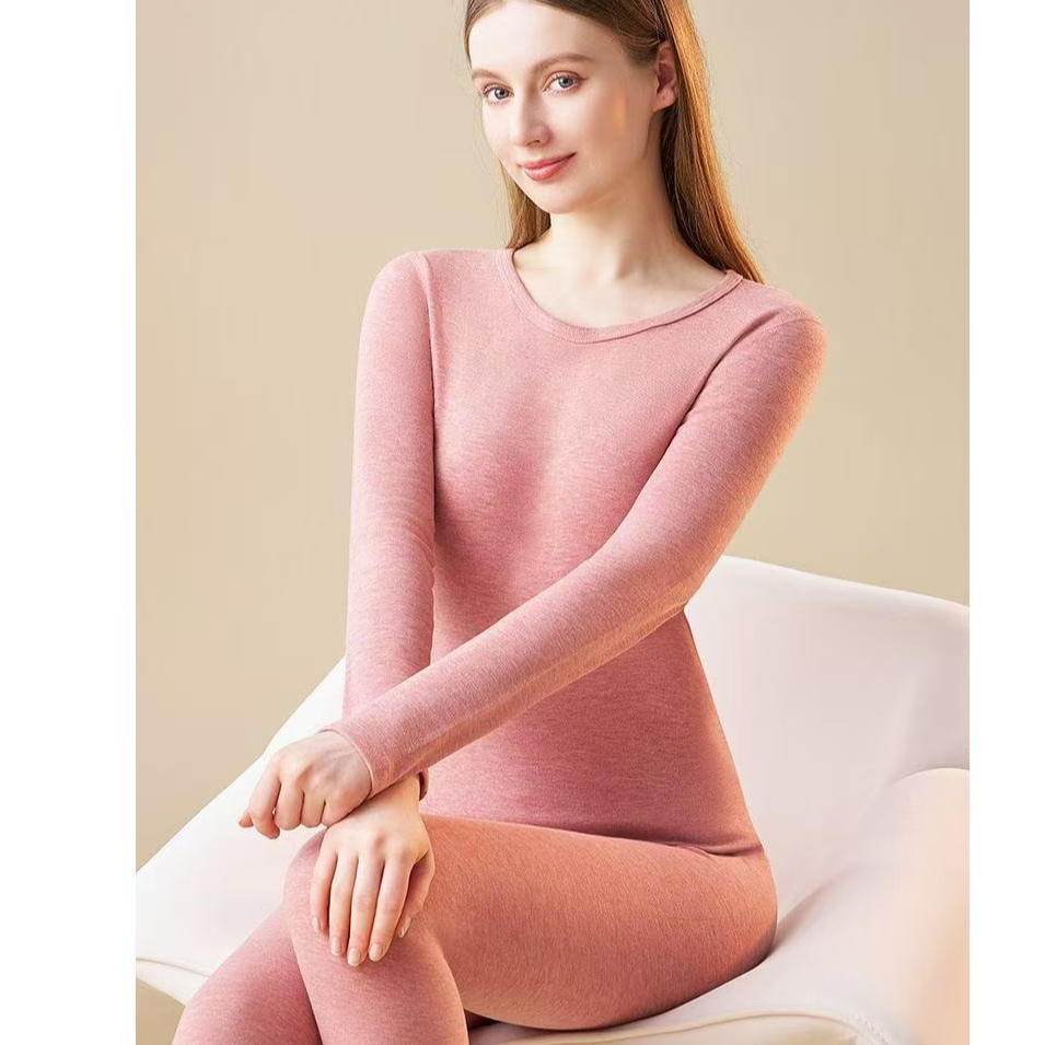 冬季保暖内衣女士套装双面磨绒德绒加厚秋衣秋裤发热内穿打底