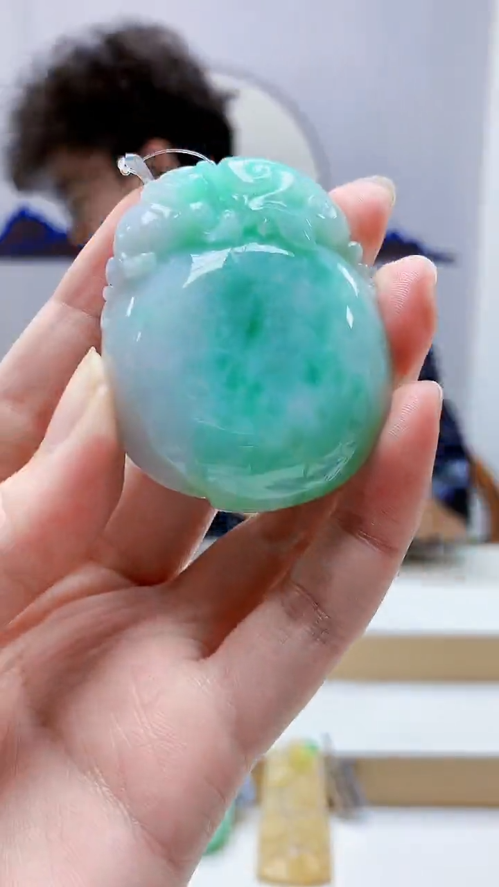 未镶嵌定制翡翠4688zm-毛货挂件75寿桃