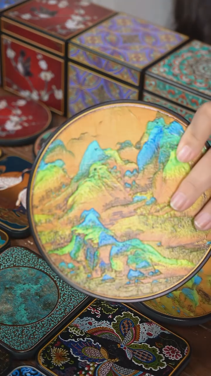 壹藏贰宝千里江山图案大垫子一片