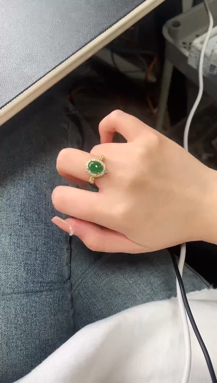 【闪购商品】翡翠戒指银S925镶嵌51241