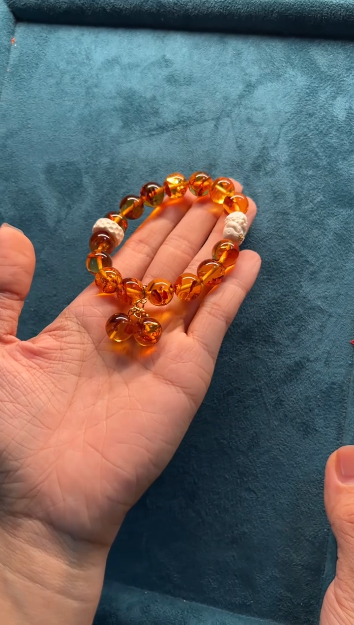 【闪购商品】琥珀手串未镶嵌【波罗的海】花珀蜜蜡手串（吞金兽/跑环）