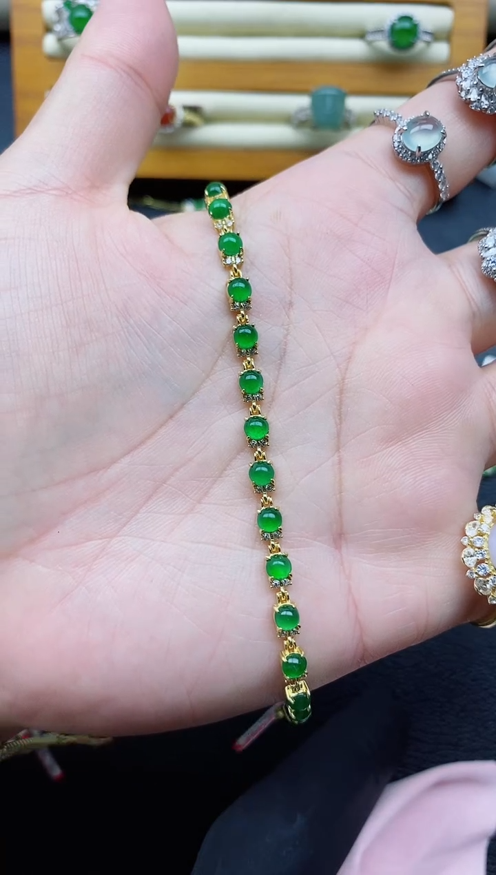 银S925镶嵌戒指翡翠团**宝1