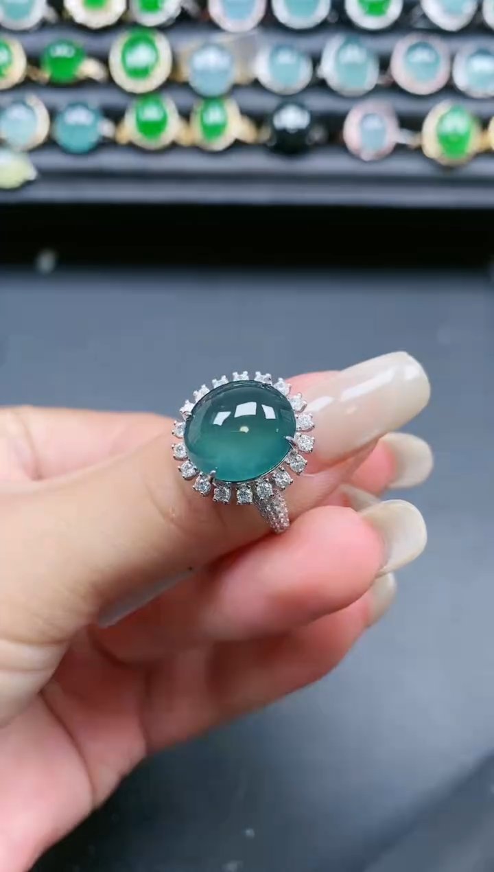 翡翠戒指银S925镶嵌111111