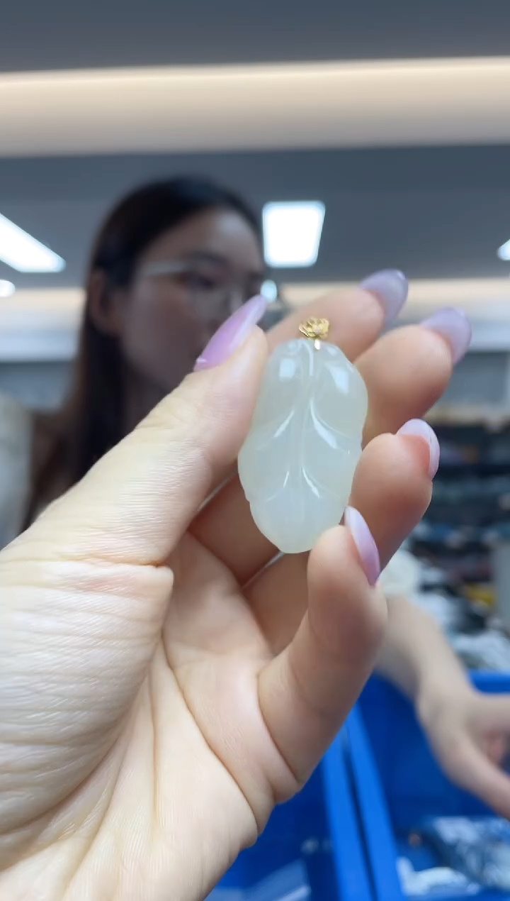 和田玉18K金镶嵌颈饰（多样性发一件）