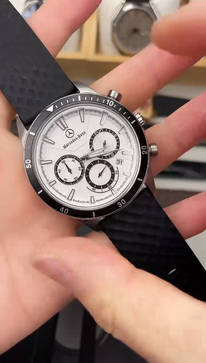 石英机芯锻造碳钢黑圈白盘bc