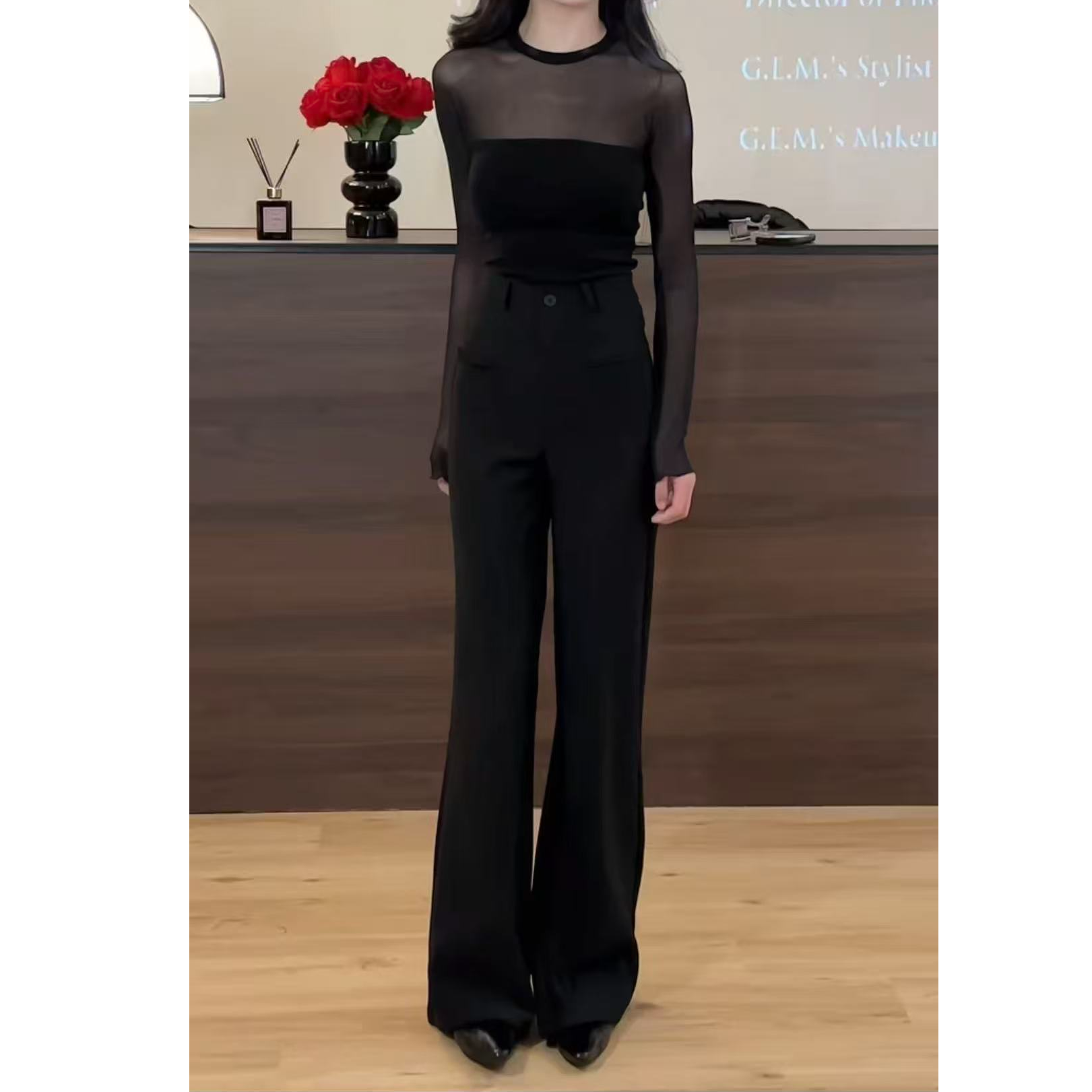 高腰显瘦垂感休闲百搭直筒秋冬阔腿2025新款西装裤（带腰带）99886#