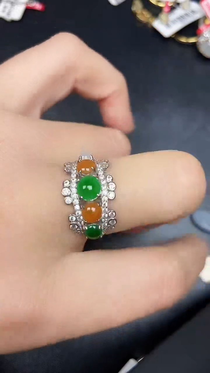 银S925镶嵌戒指翡翠2920
