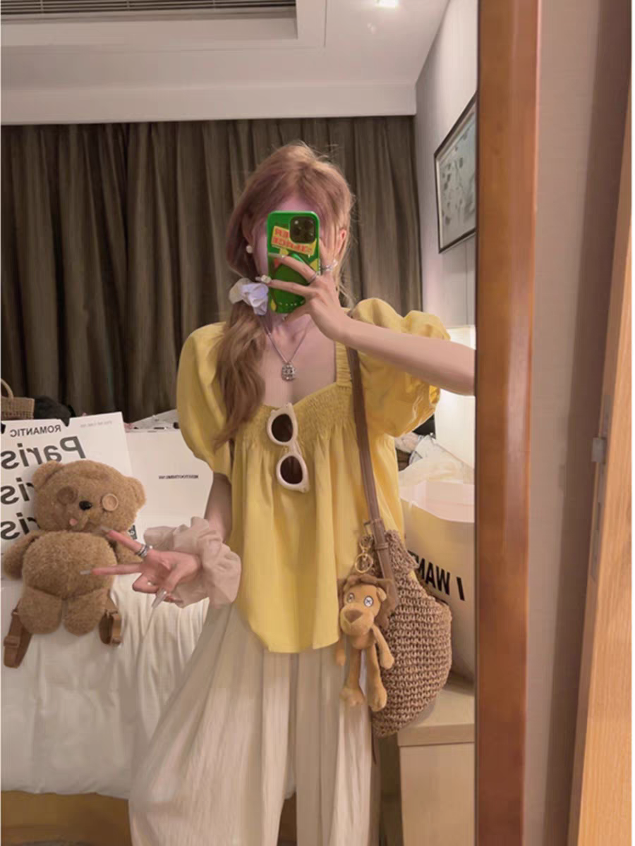 (编码下单)2025韩版泡泡袖T恤（默认微瑕NO退）