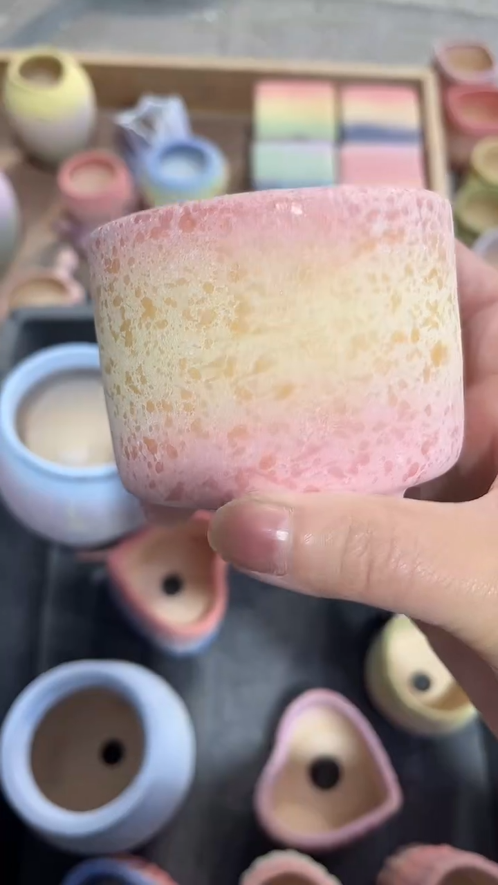 麦饭石粗陶多肉花盆7*6