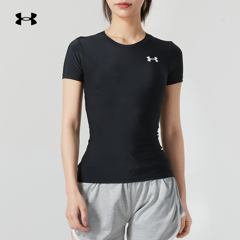 UA安德玛紧身短袖女装冬季户外休闲跑步运动服透气训练服1387562