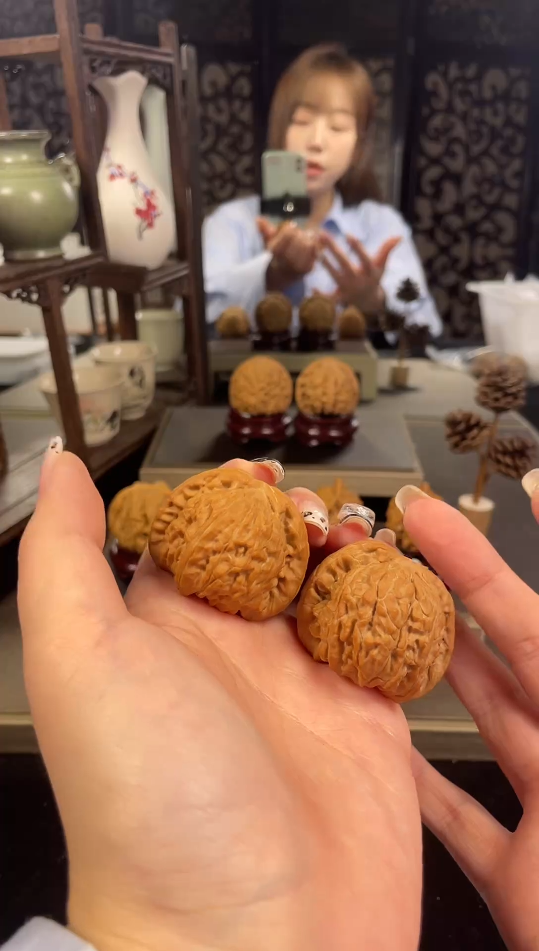 【闪购商品】文玩核桃把件白狮子41尺-8