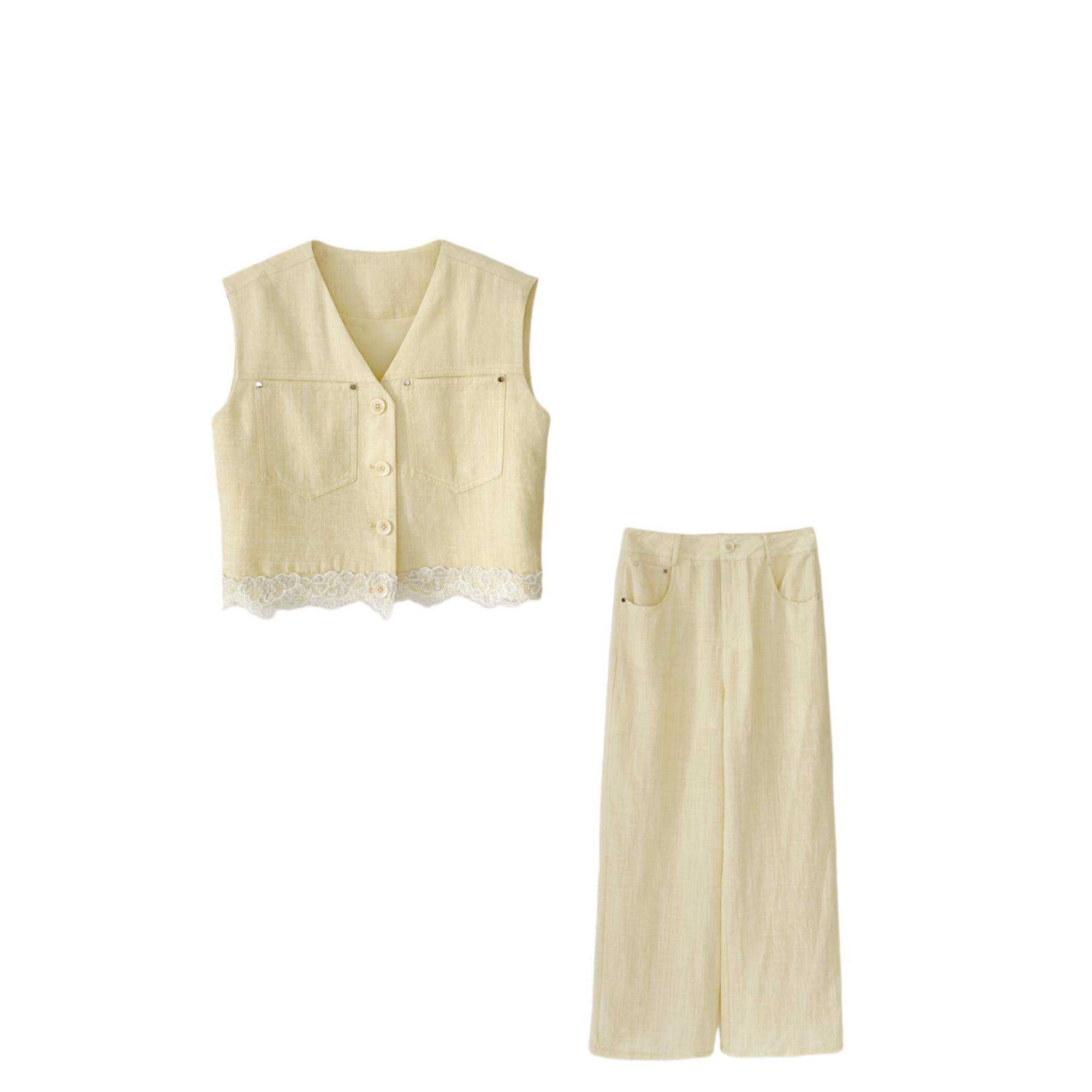 高品质-8110小香风高级感马甲上衣阔腿长裤两件套