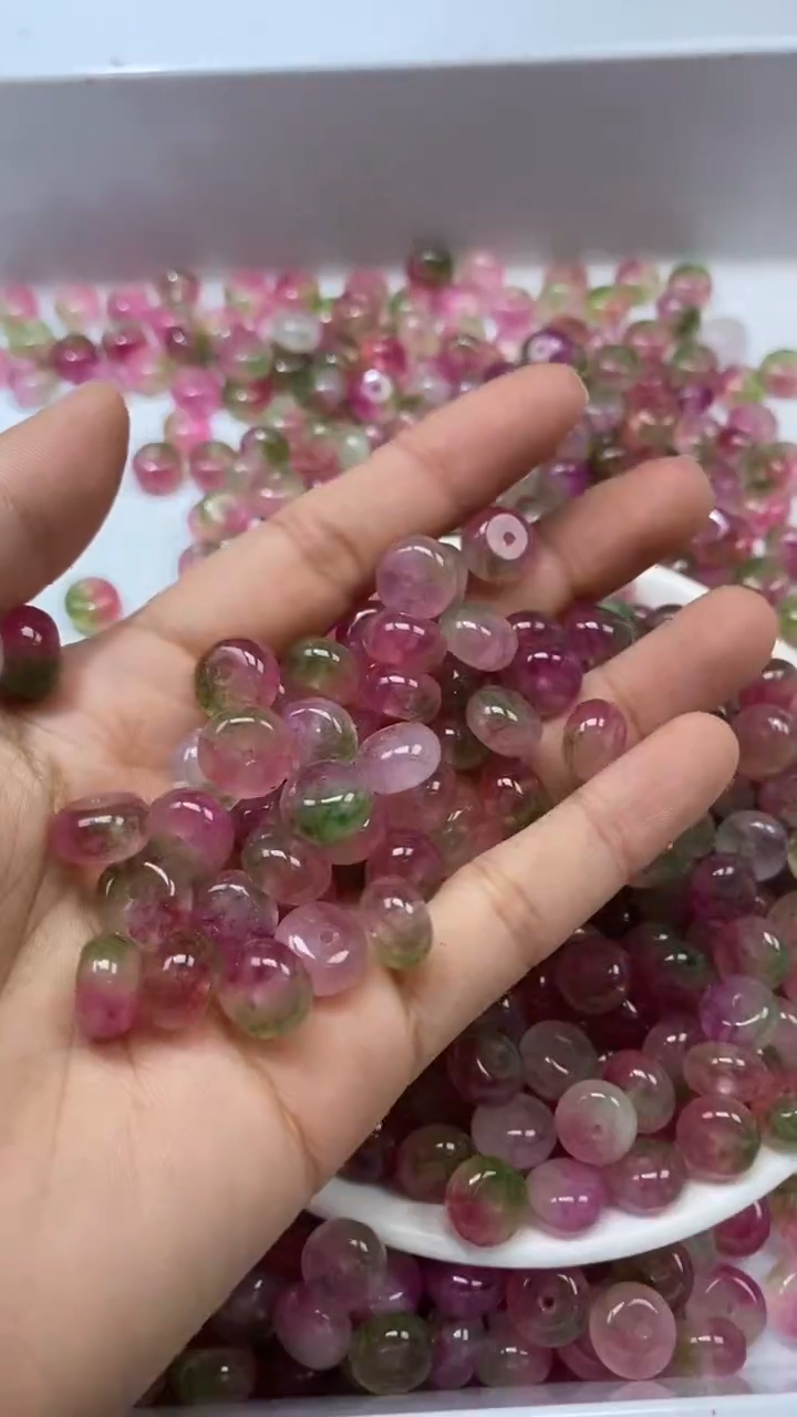 颈饰未镶嵌水晶W3146-西瓜碧玺算盘10*6mm*10颗