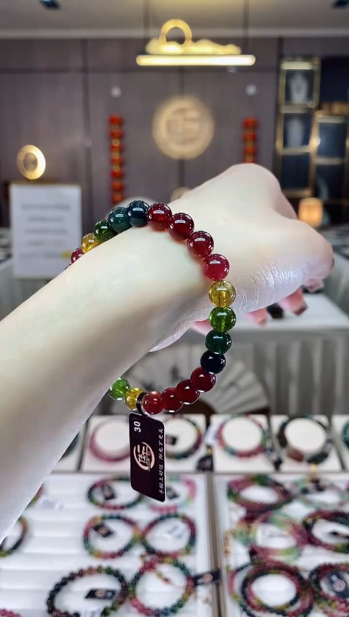 【闪购商品】碧玺单圈手串7mm+未镶嵌一物一证dan 多样性发货一条