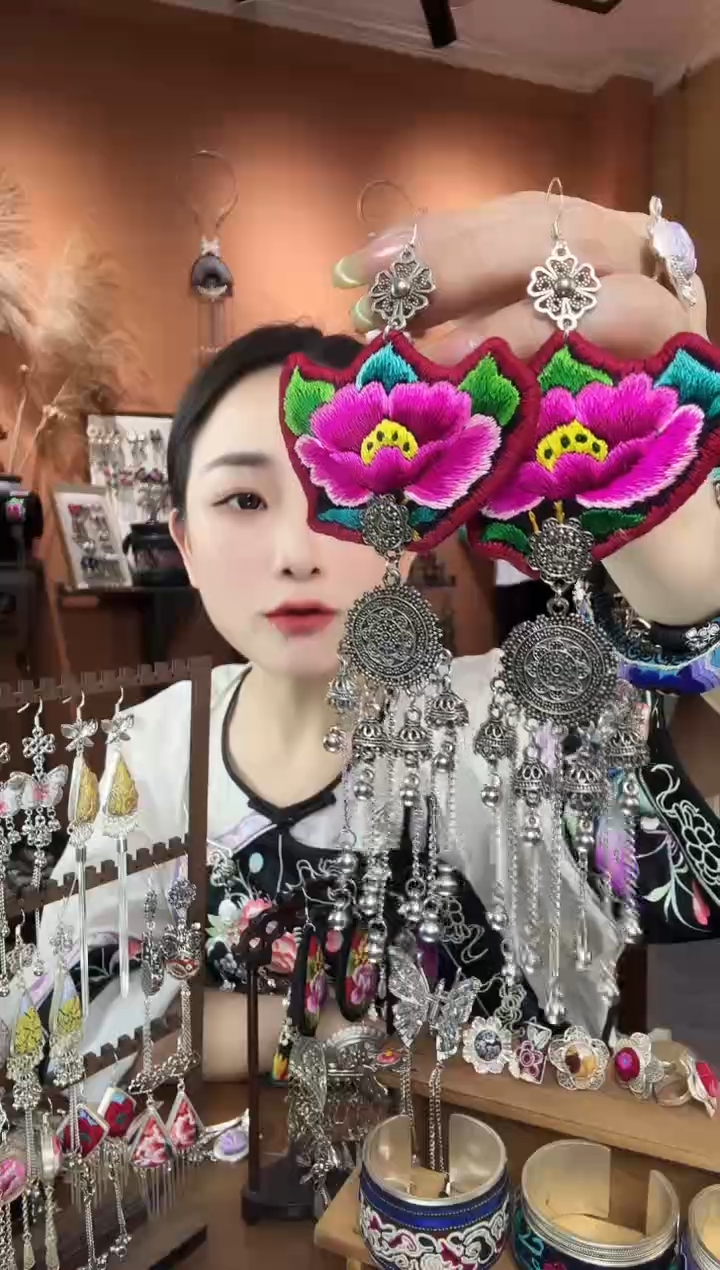 刺绣纯手工民族风耳环