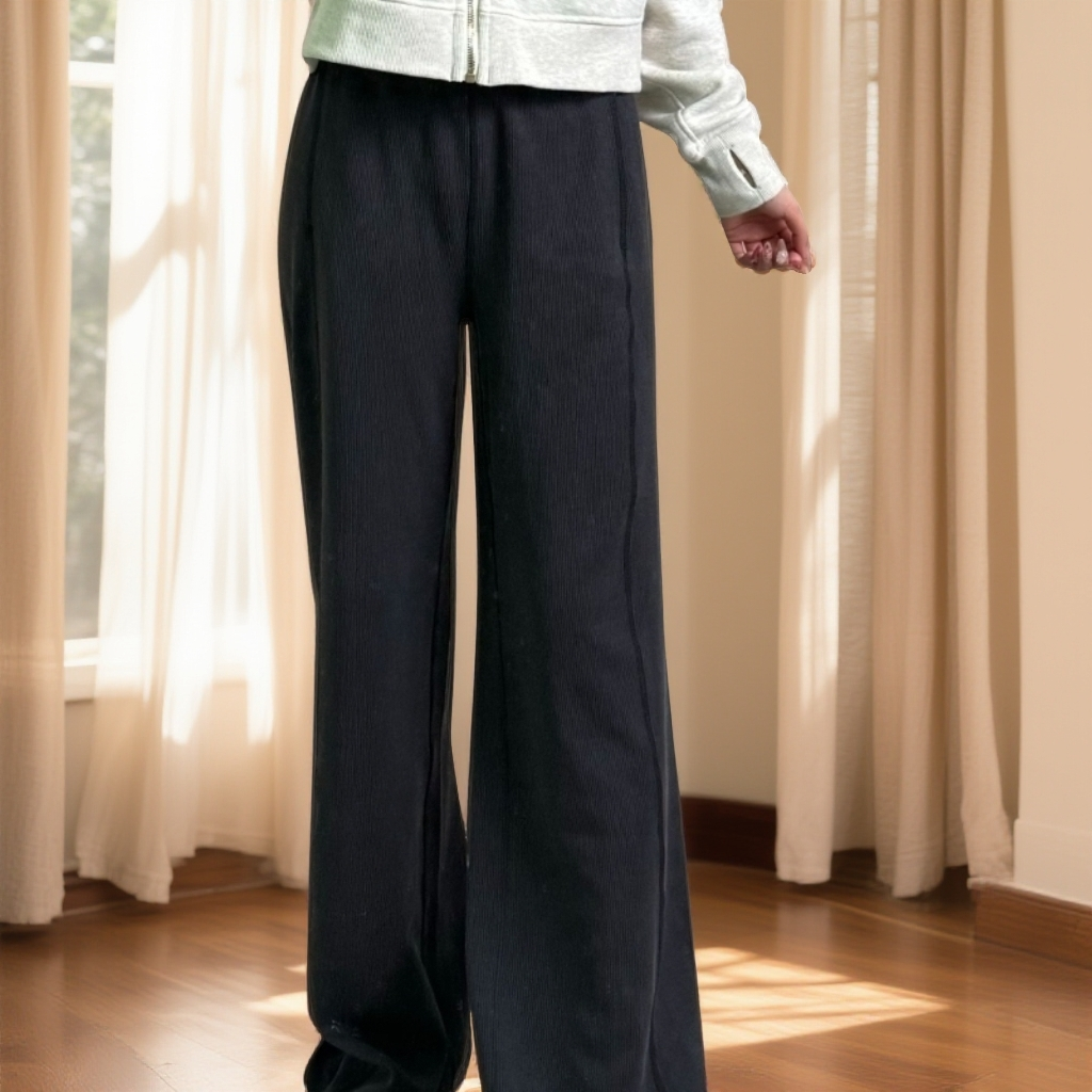 螺纹阔腿裤休闲直筒长裤时尚女裤一毛毛一样样