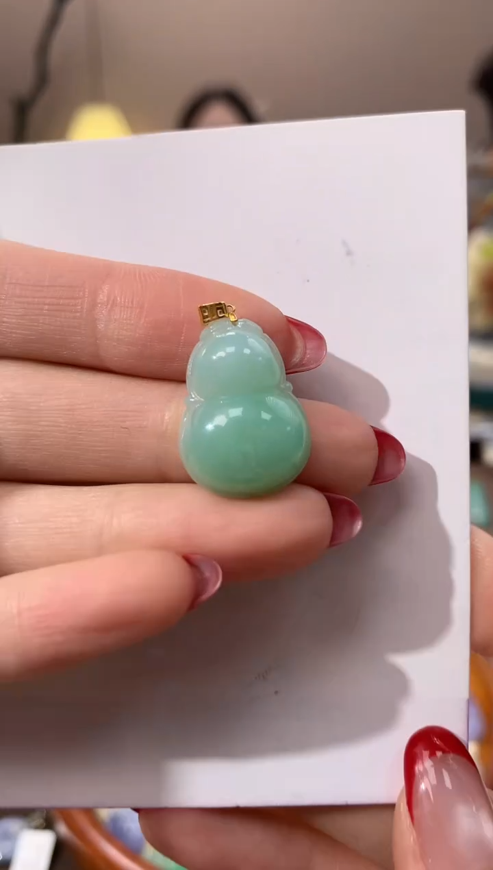 【闪购商品】翡翠颈饰18K金镶嵌天然缅甸a货翡翠