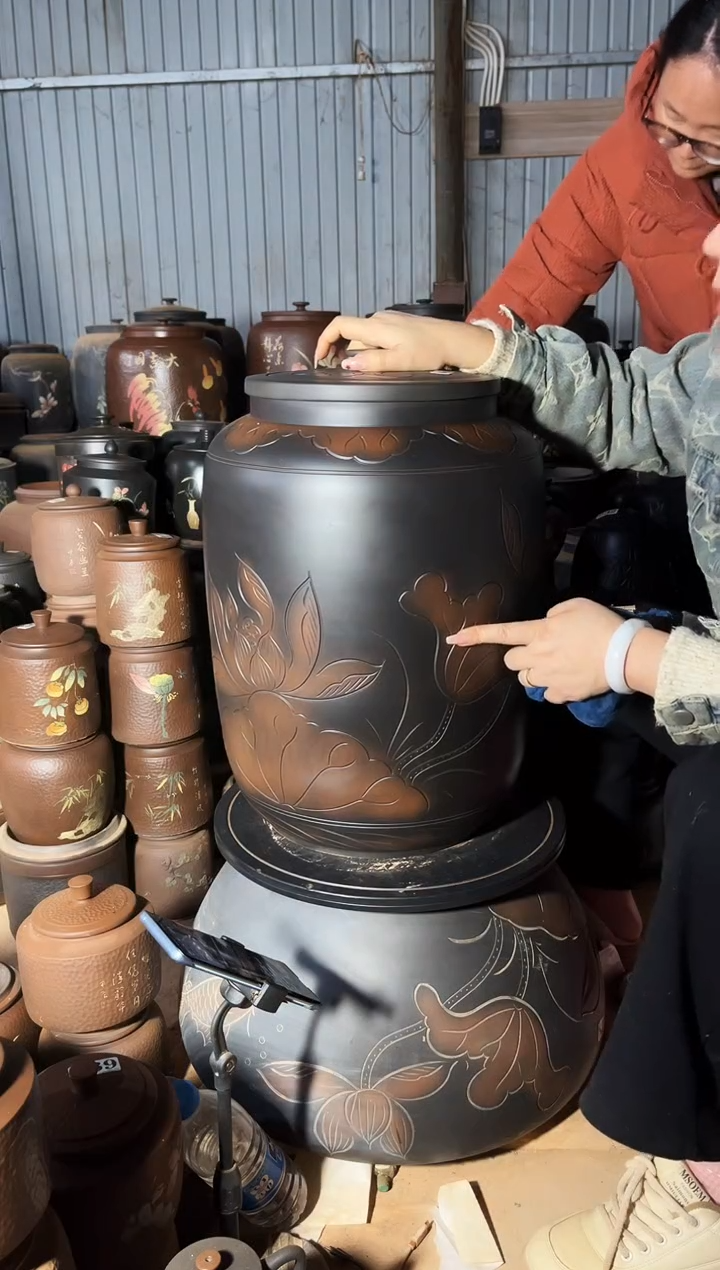 【闪购商品】壶瑕疵茶缸 848 荷花高50cm 边收缩