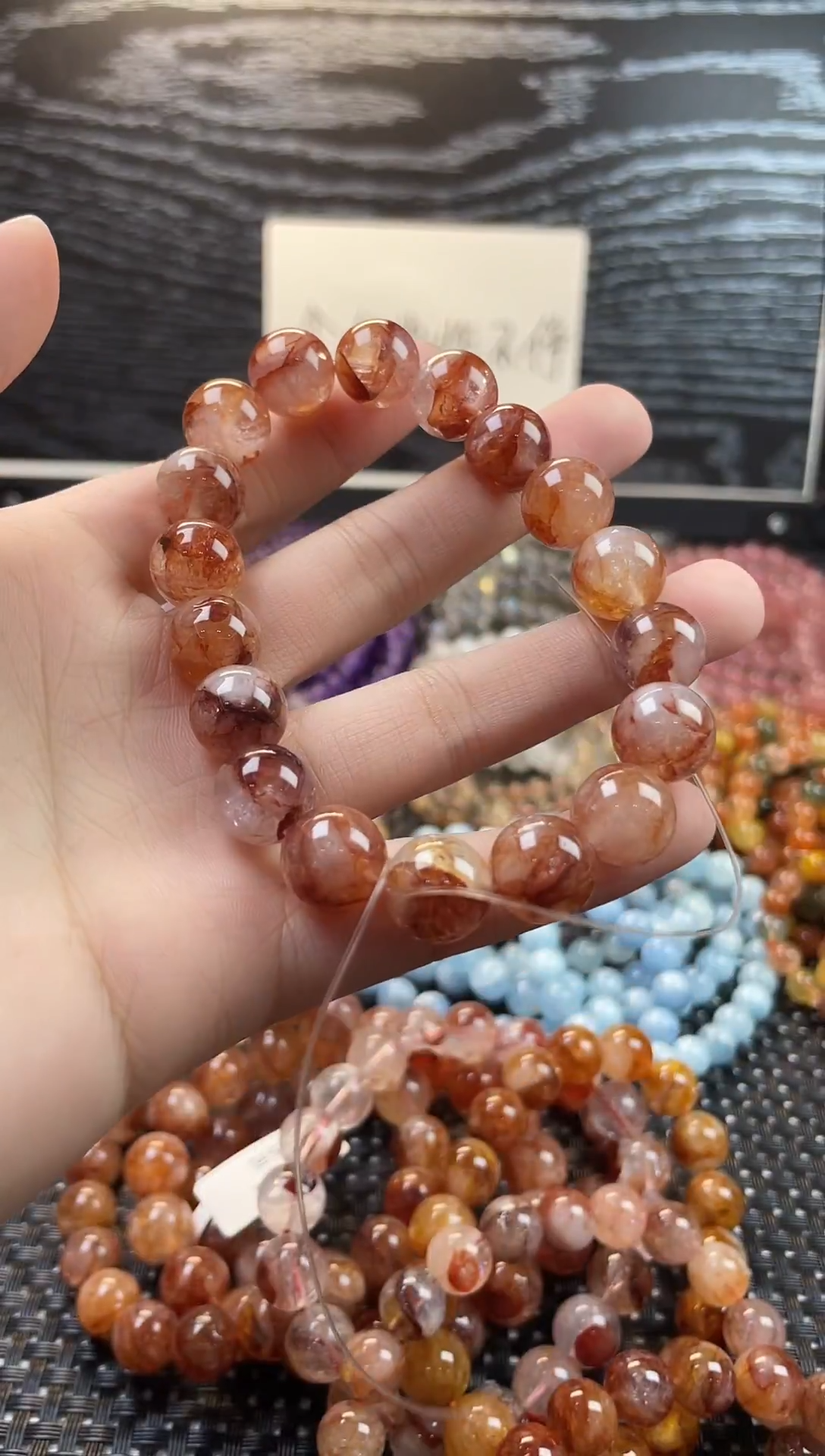 未镶嵌手串水晶红胶花11mm