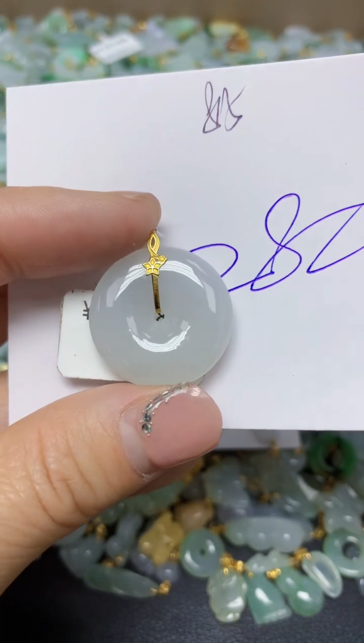 【闪购商品】翡翠挂件18K金镶嵌 天然翡翠A货