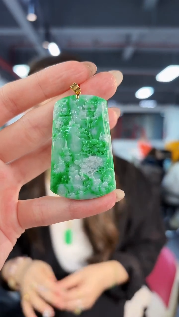 【闪购商品】翡翠颈饰18K金镶嵌缅料A货/支持复检/一件