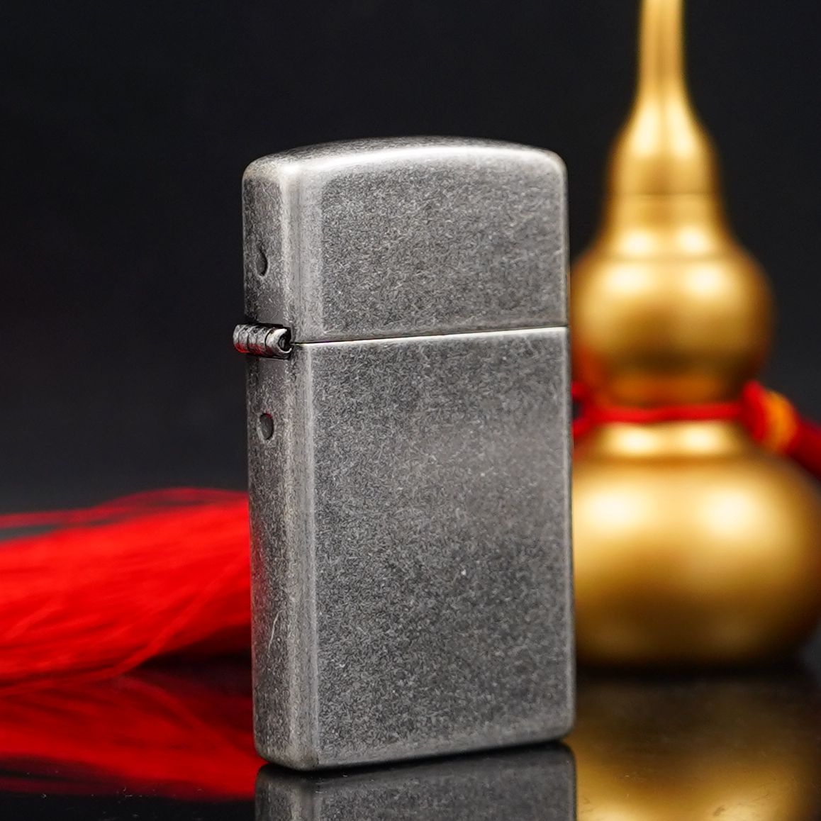 ZIPPO/之宝打火机XF 窄机平底古银光板（金色内胆） DY9920GY