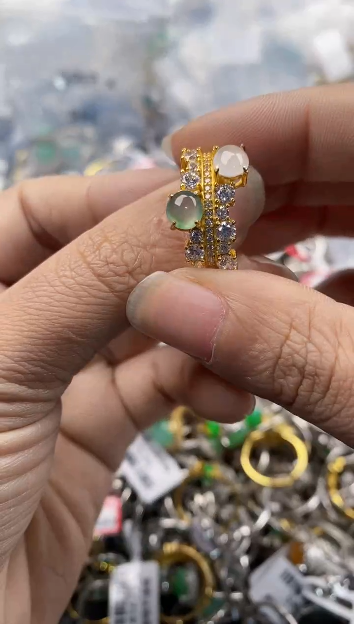银S925镶嵌戒指翡翠666---5