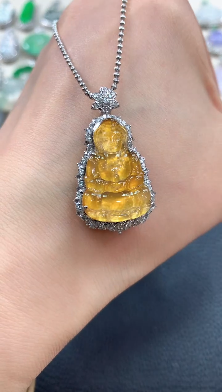 【闪购商品】翡翠吊坠(不含链)18K金镶嵌b137       