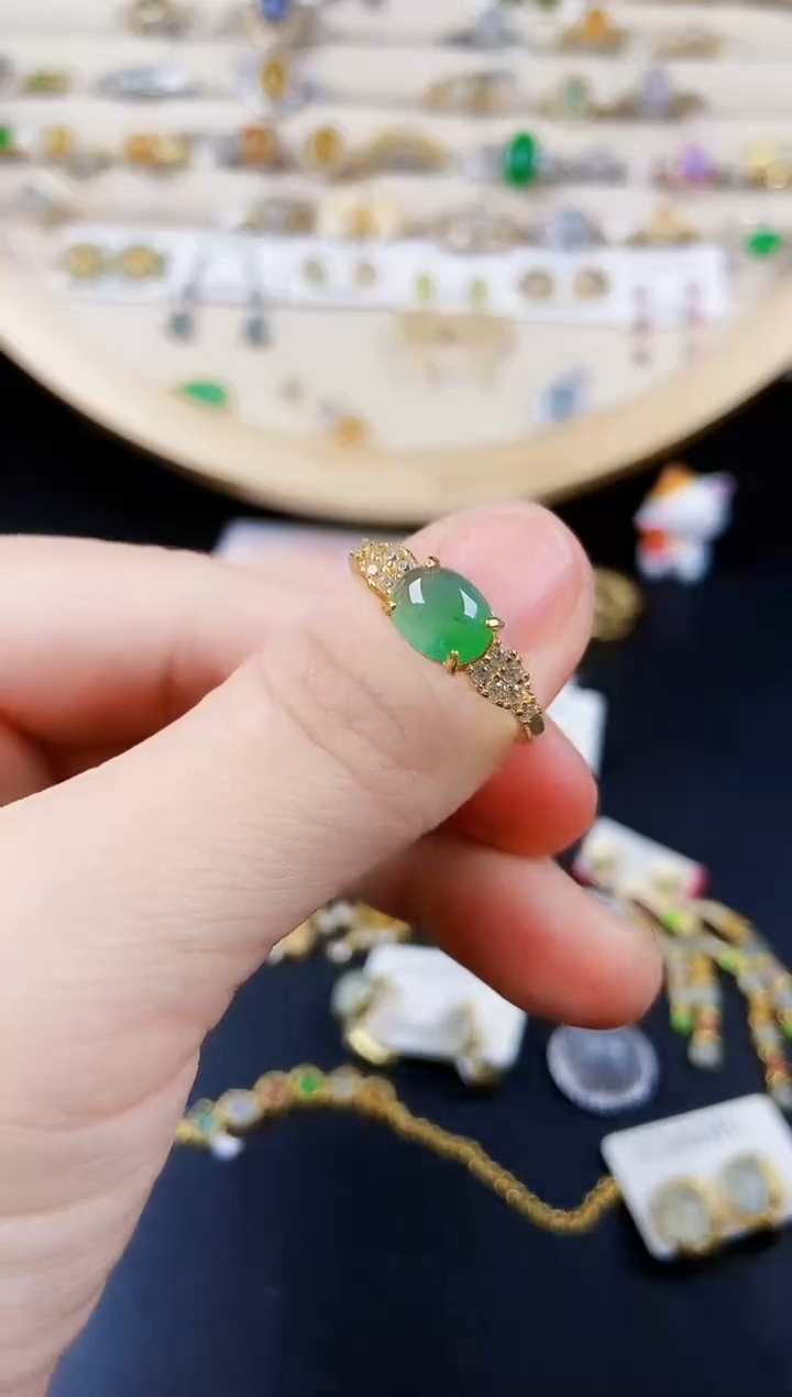 翡翠银S925镶嵌戒指465464