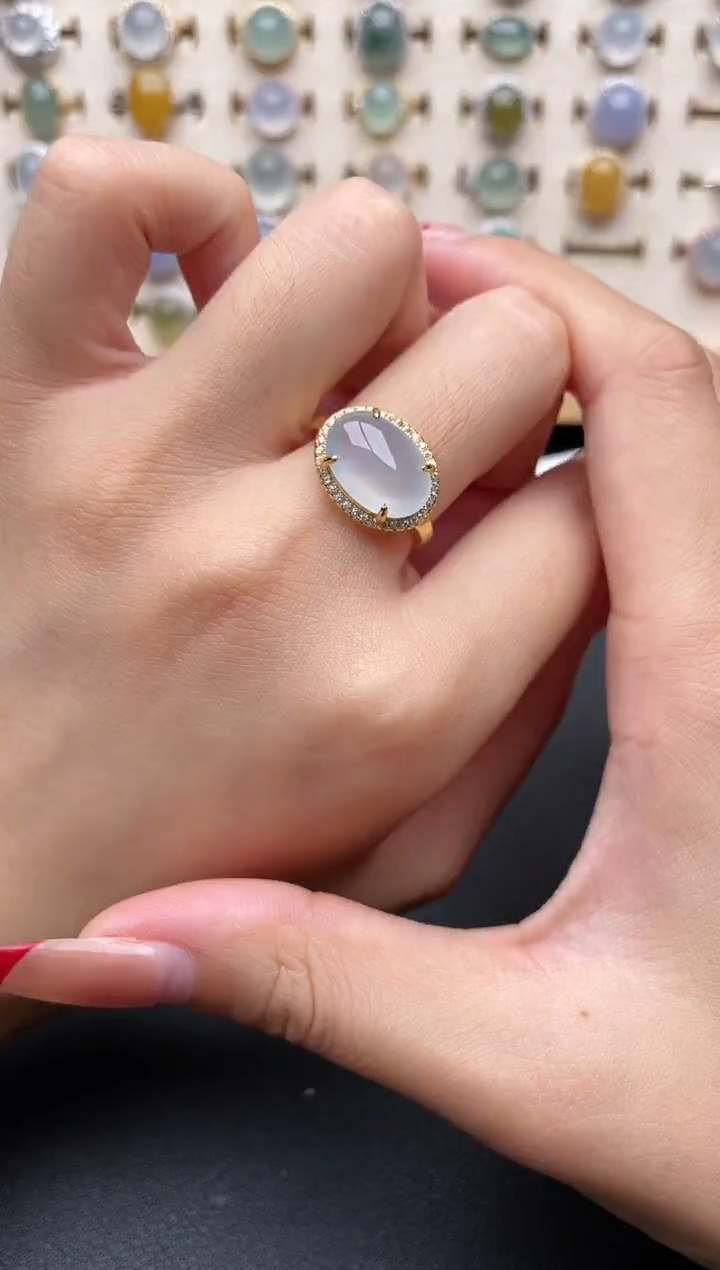 【闪购商品】翡翠戒指银S925镶嵌一物一证一礼盒