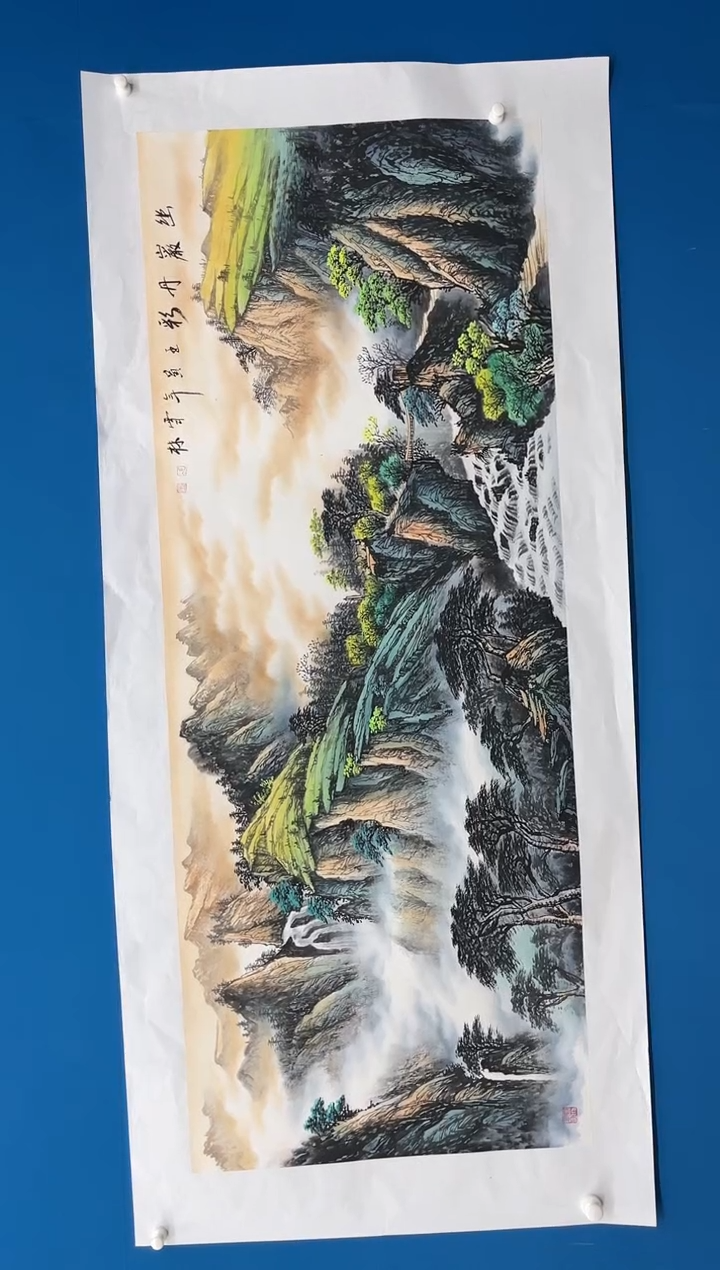 【闪购商品】国画张-金色华章原作山水/无框/W带画册