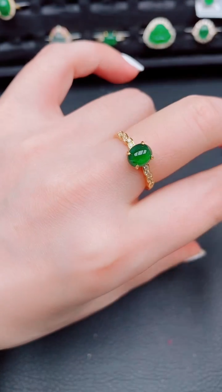 【闪购商品】翡翠戒指银S925镶嵌天然a货翡翠330