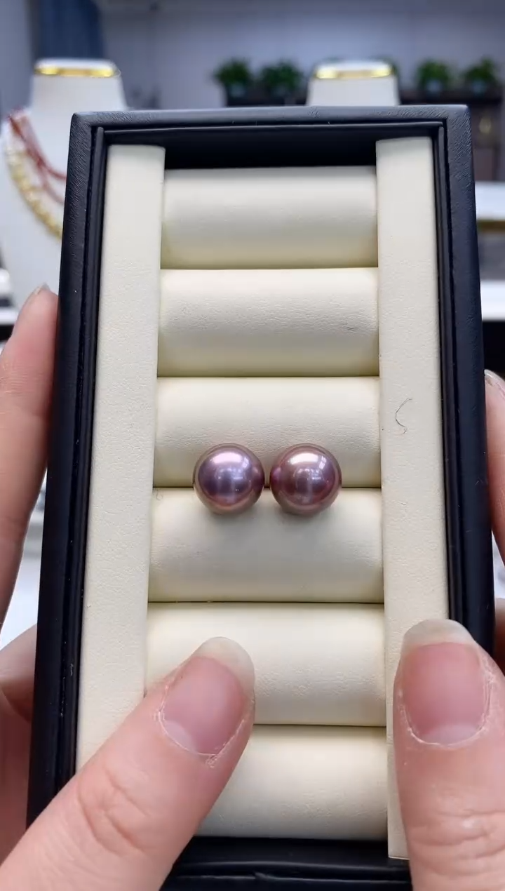 【闪购商品】淡水珍珠耳饰18K金镶嵌淡水耳钉12-13