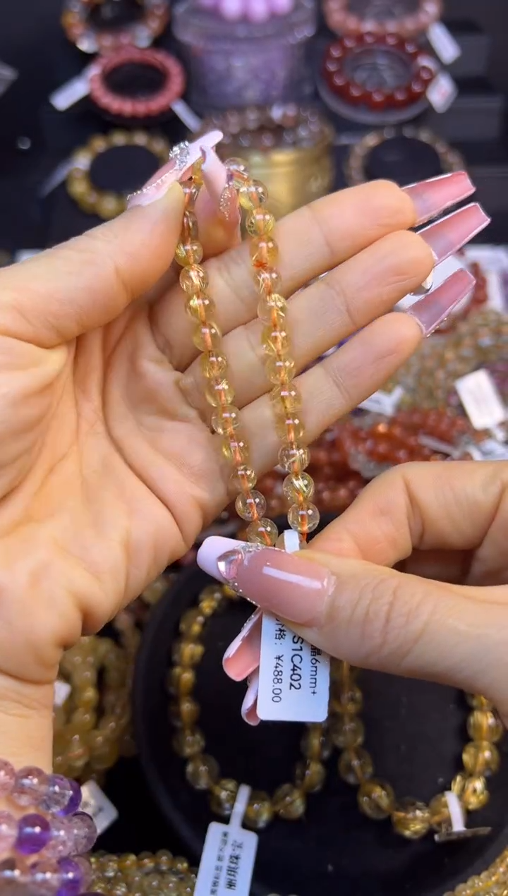 未镶嵌手串水晶金发晶6.5mm