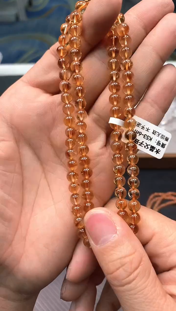 未镶嵌手串水晶?**913黄塔三圈6mm