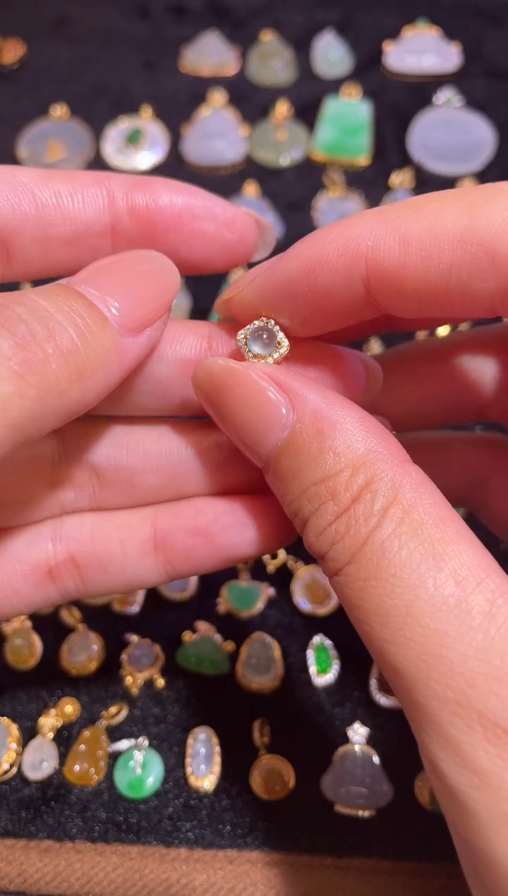 颈饰银S925镶嵌翡翠天然a货翡翠