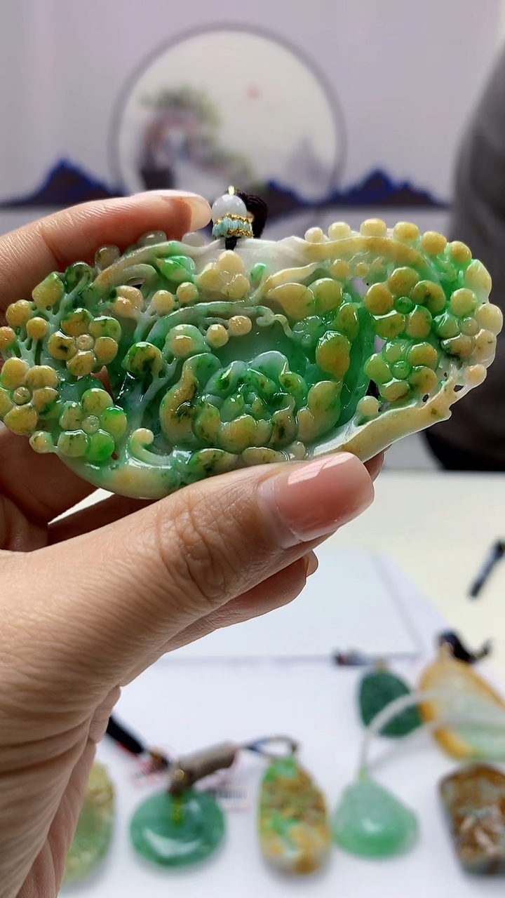 【闪购商品】定制翡翠未镶嵌5060ms-毛货44花鸟