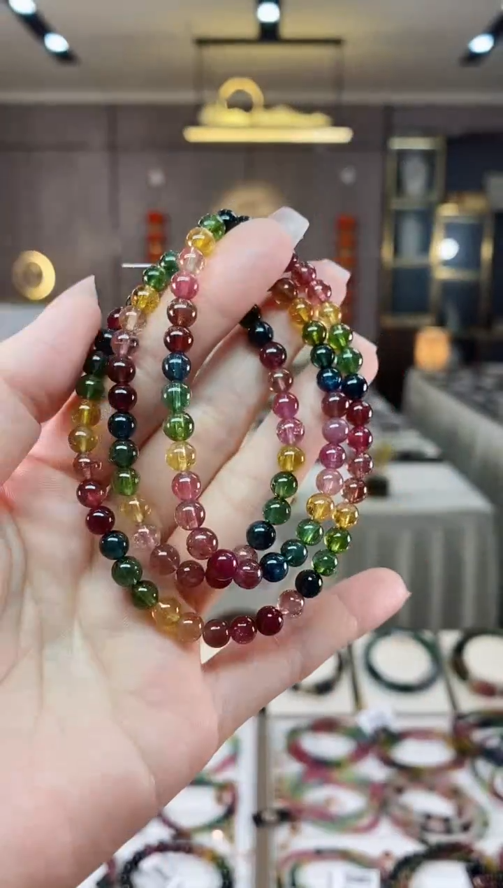 【闪购商品】碧玺三圈手串5mm+未镶嵌（多样性发一条）hon