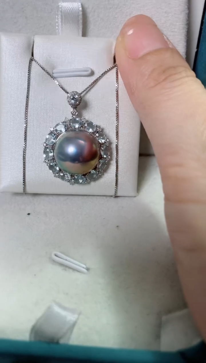 18K金镶嵌拼合珍珠（马贝珠）LL马贝吊坠@@a550