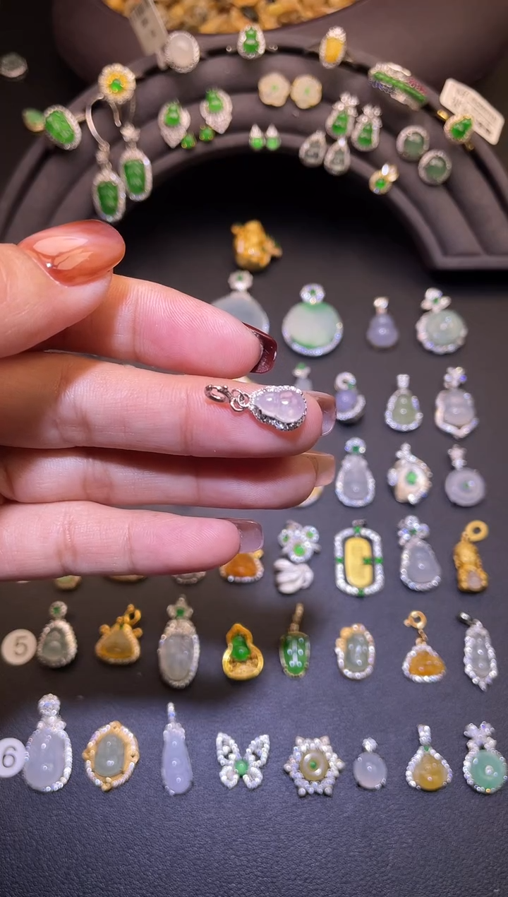 吊坠(不含链)银S925镶嵌翡翠1