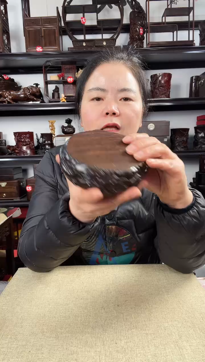 木大云纹圆老李红木工艺品