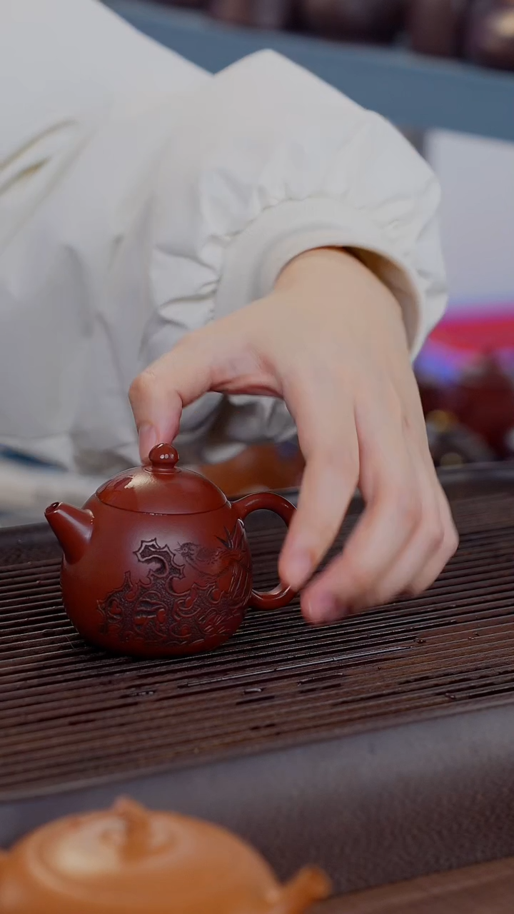 【闪购商品】紫砂茶壶紫泥刻绘龙蛋