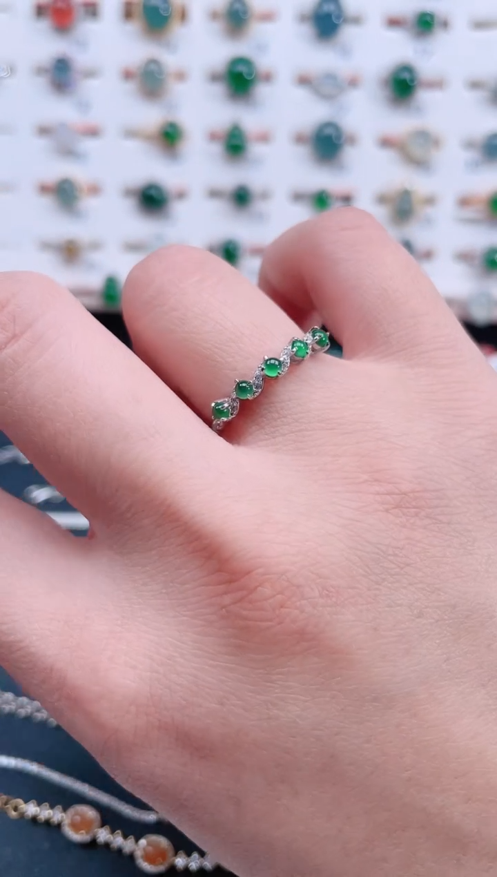 银S925镶嵌戒指翡翠天然翡翠