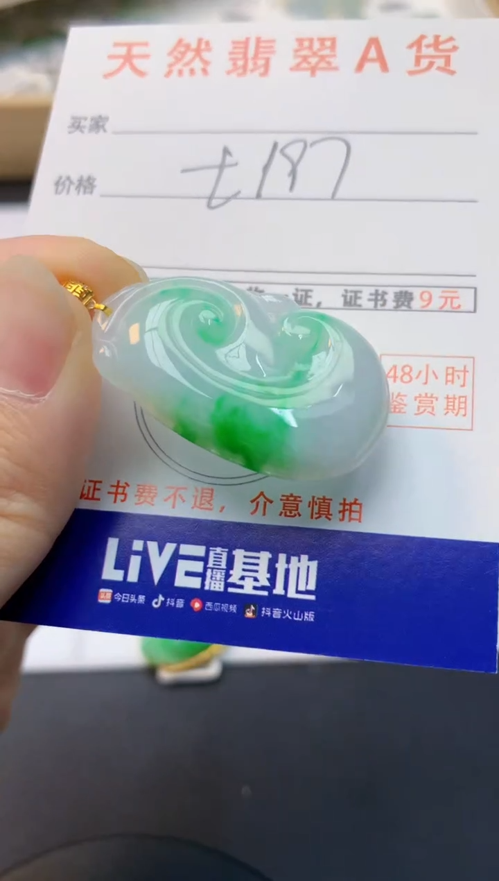 颈饰18K金镶嵌翡翠天然缅甸A货翡翠