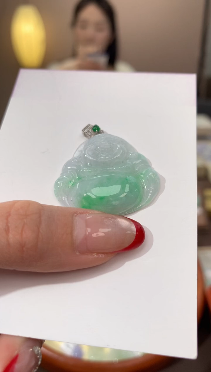 【闪购商品】翡翠颈饰18K金镶嵌天然缅甸a货翡翠