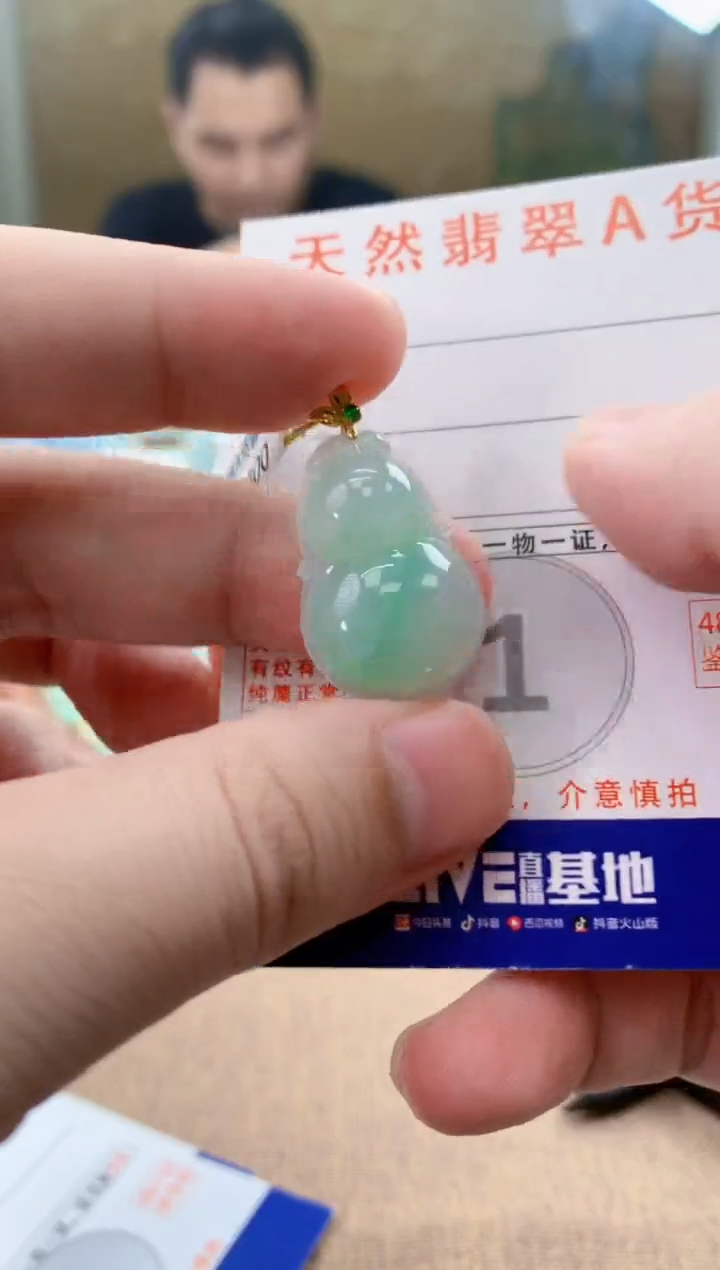 颈饰18K金镶嵌翡翠天然A货翡翠挂件