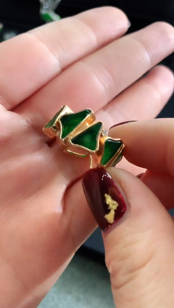 【闪购商品】翡翠戒指18K金镶嵌戒指15-16