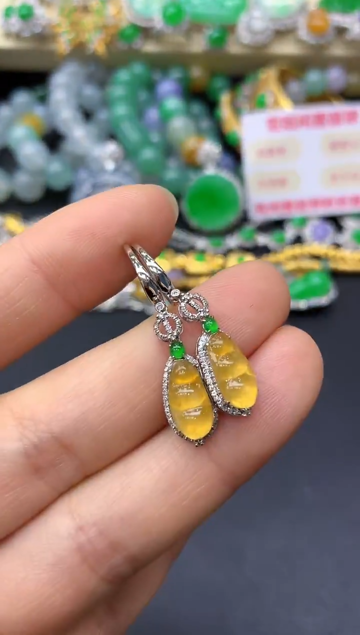 18K金镶嵌翡翠耳饰215-中国好珍宝