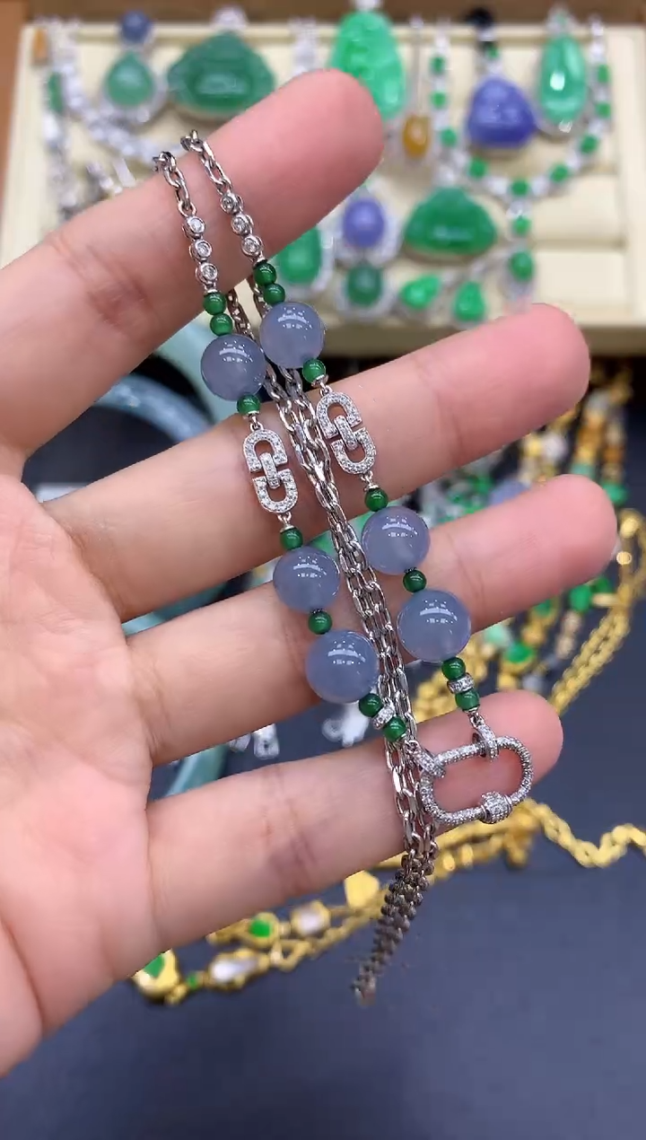 翡翠18K金镶嵌颈饰373-中国好珍宝