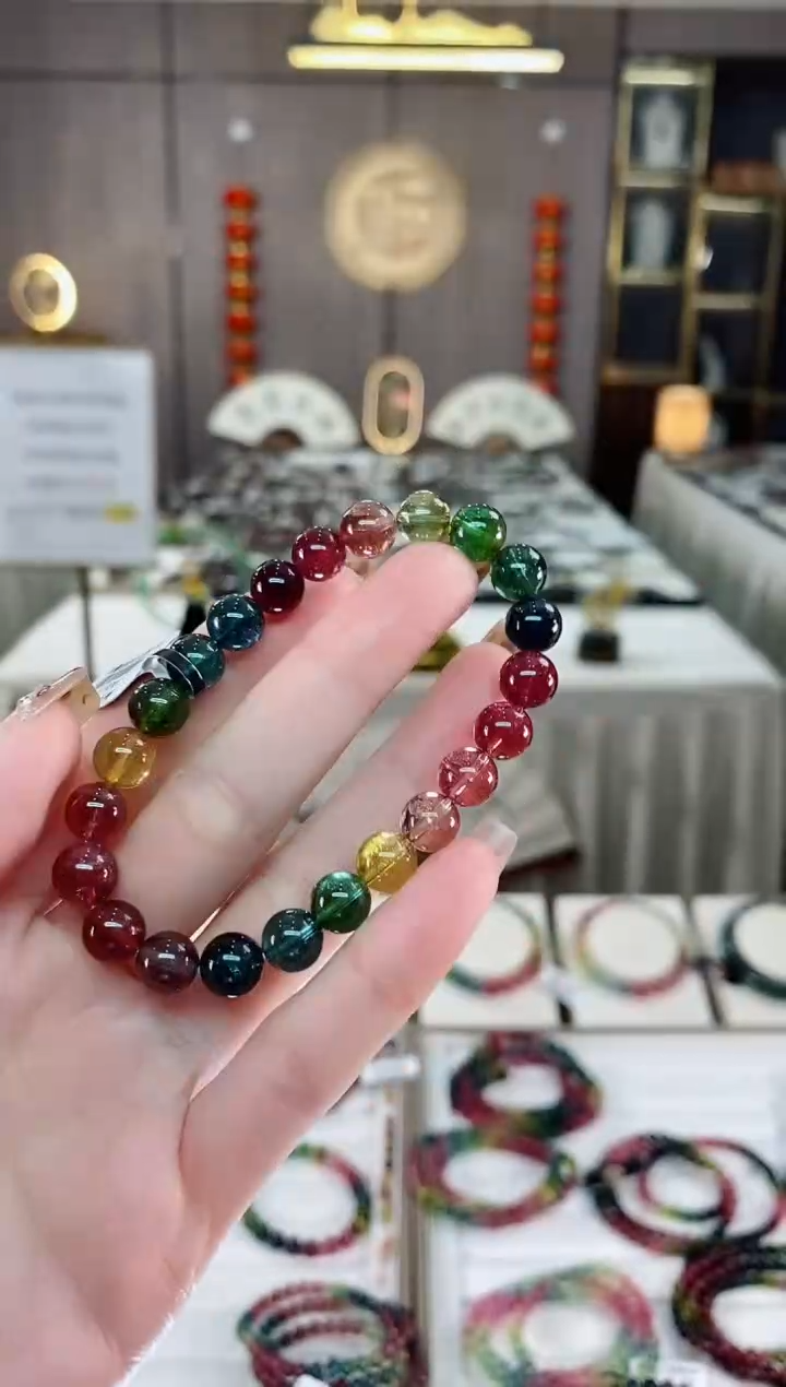 收藏级单圈手串8mm+未镶嵌碧玺一物一证dan